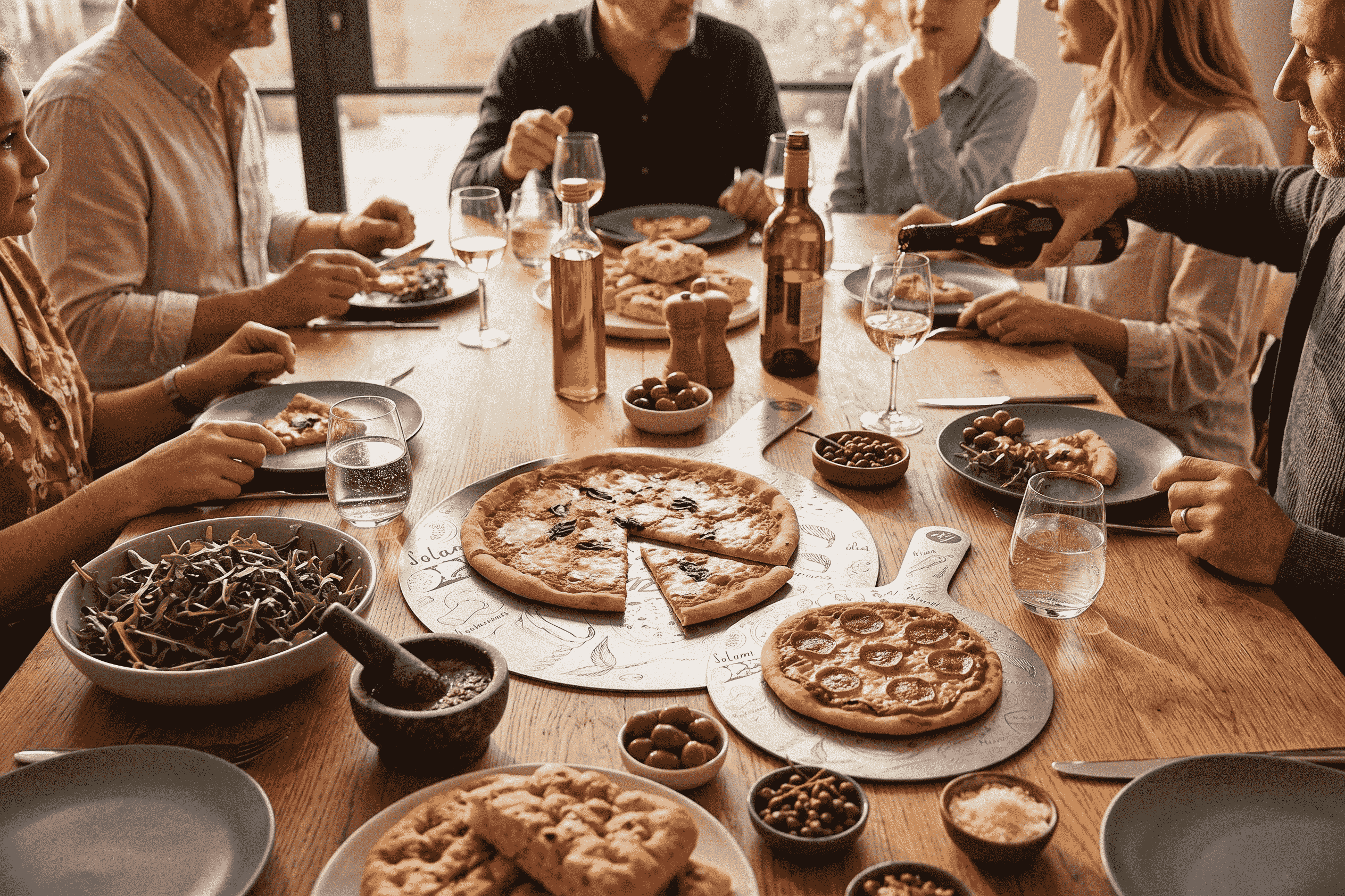 Özel Tasarımlı Paslanmaz Çelik Pizza 2'li Sunum Seti_Büyük Boy ve Küçük Boy - Görsel 2